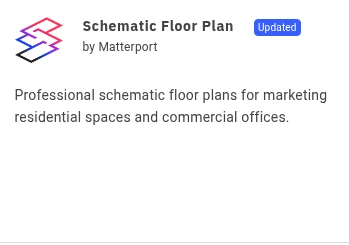 Matterport schematic floor plan icon with description for residential and commercial marketing use