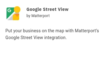Google Street View icon with Matterport integration description for business visibility
